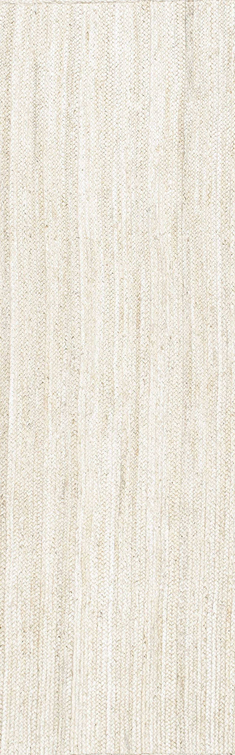 f356c9c65748809ff9dc0d6478034952613d7bd5 Isolated view of Off White Runner Jute Braided Rug, showcasing its design