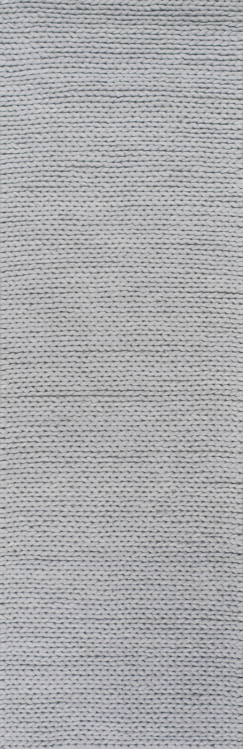 f5a0176c21d4df5b62991106489863a228958d6e Isolated view of Light Grey Runner Softest Knit Wool Rug, showcasing its design