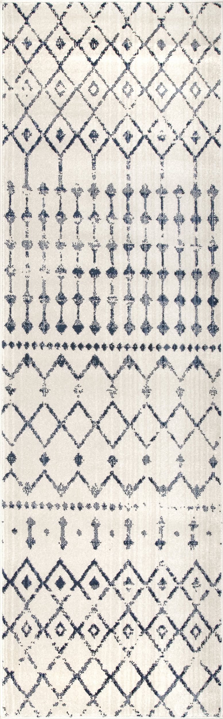 f7719ef53ca842297e1154013ec25ab2d8ba006a Isolated view of Beige Runner Moroccan Trellis Rug, showcasing its design