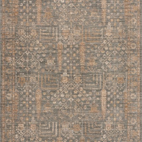 Isolated view of Charcoal Rectangle Veiara Traditional Vintage & Distressed Rug, showcasing its design