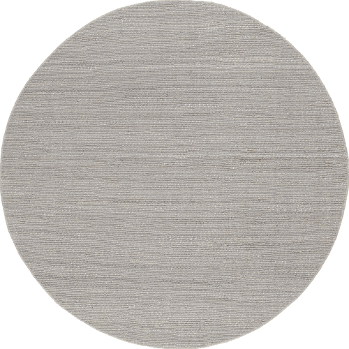 Isolated view of Grey Round Perfect Handwoven Jute-Blend Rug, showcasing its design