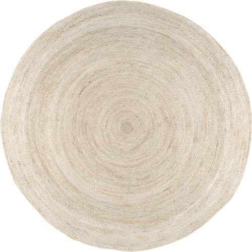 Isolated view of Off White Round Jute Braided Rug, showcasing its design