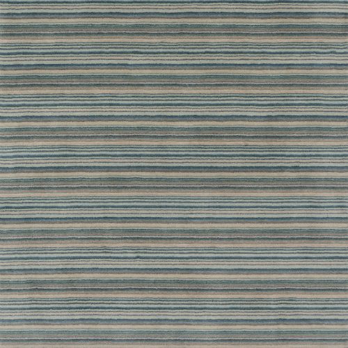Brindle Stripe Hand Loom Knotted Wool Rug | Blue